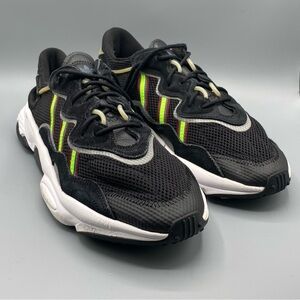 adidas Black Sneakers with Neon Green and Red Accents